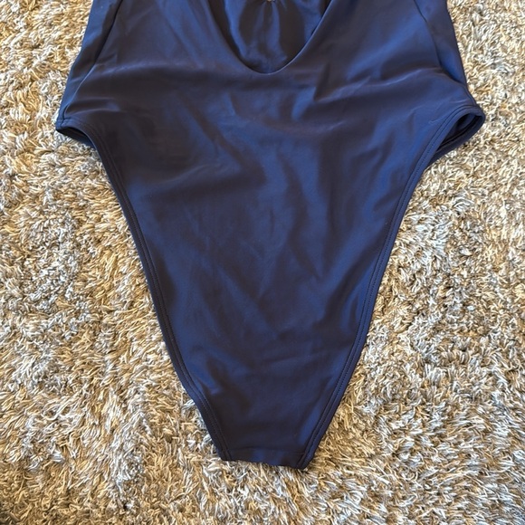 Aerie Maillot De Bain Navy Lace Up Deep Plunge Front One Piece size M - Picture 7 of 13